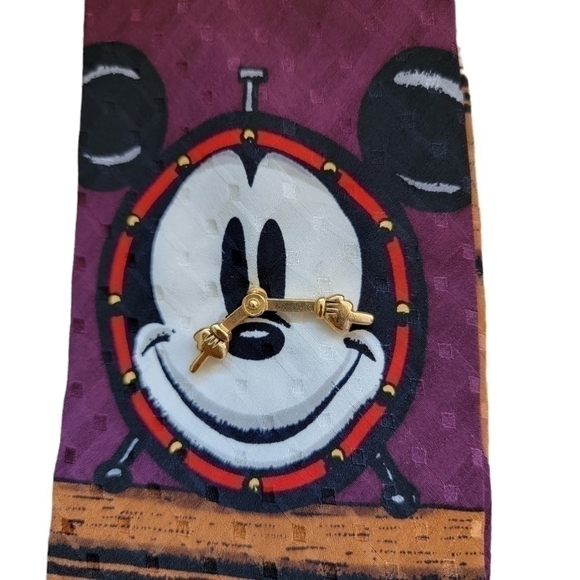 DISNEY Vintage Mickey 3D Clock hand - Father Time Silk Tie - Picture 2 of 11